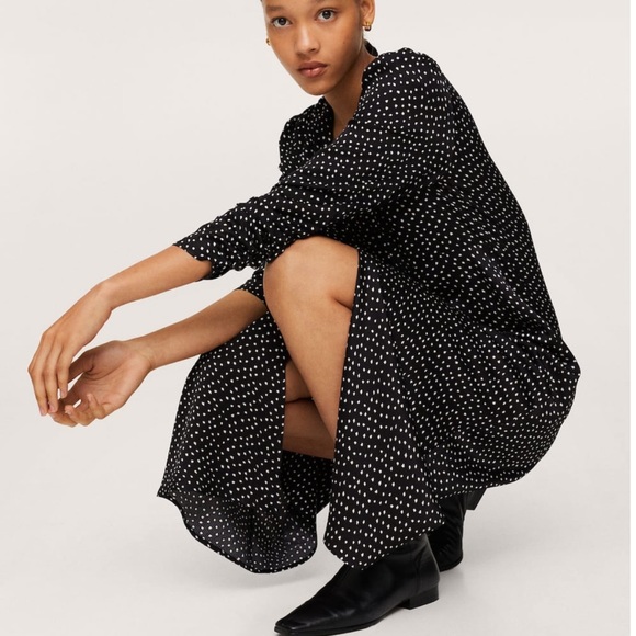 Robe Mango à Pois - Taille XS (environ 6-8), Bleu Marine Et Blanc, Occasion Très Bon état !